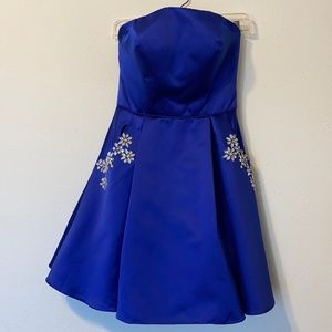 Royal blue party Dress with pockets and stone gems detail